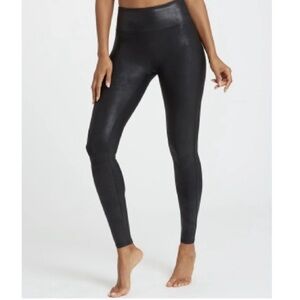 SPANX ✨Black Faux Leather Leggings Size Large Tall Inseam